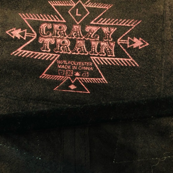 Crazy Train Suede Vest with Fringe and Cross Design on back. - Picture 4 of 7